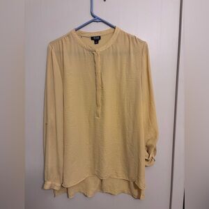 a.n.a Yellow half Button-Up Top. Option of long sleeve or button up.